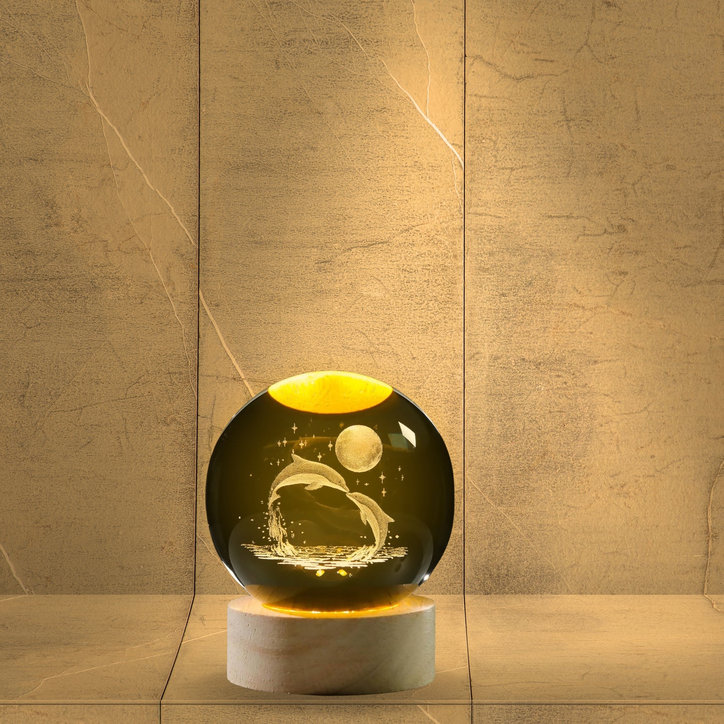 Nexify Fusion 3D Dolphin Moon Crystal Ball Night Light Table Lamp