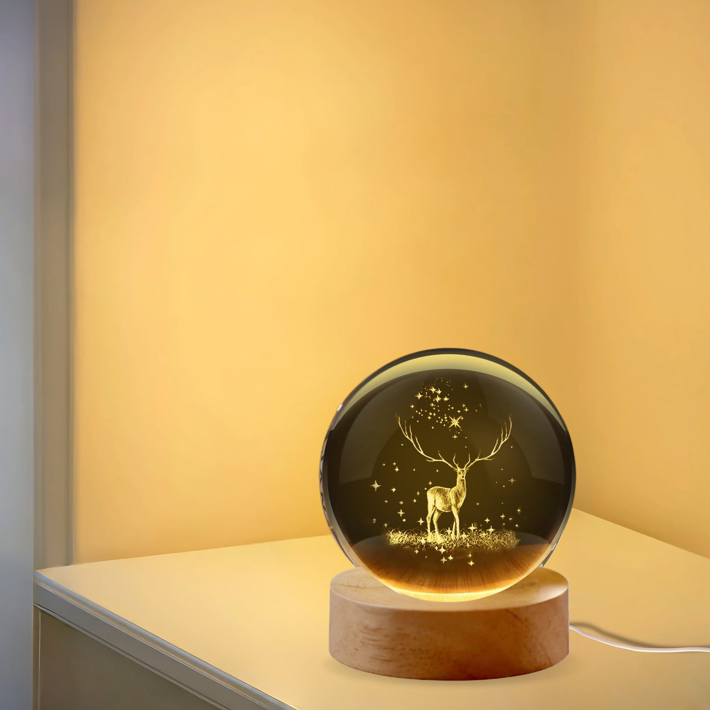 Nexify Fusion 3D Deer Crystal Ball Night Light Table Lamp