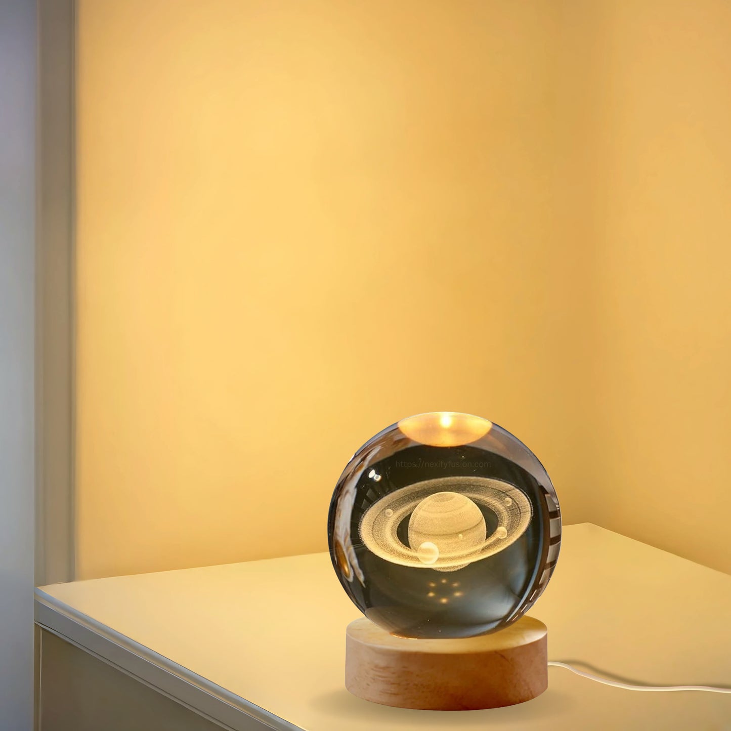 Nexify Fusion 3D Saturn Crystal Ball Night Light Table Lamp