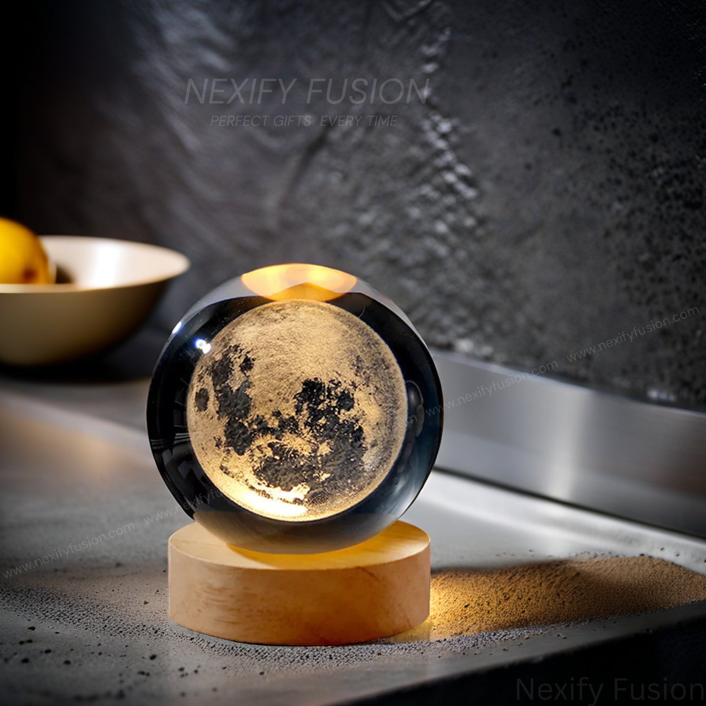 Nexify Fusion 3D Moon Crystal Ball Night Light Table Lamp