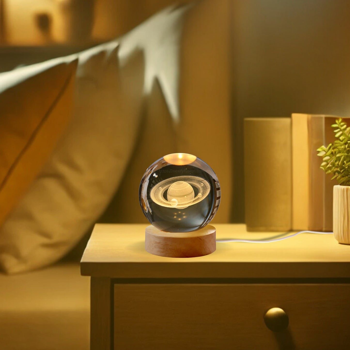 Nexify Fusion 3D Saturn Crystal Ball Night Light Table Lamp