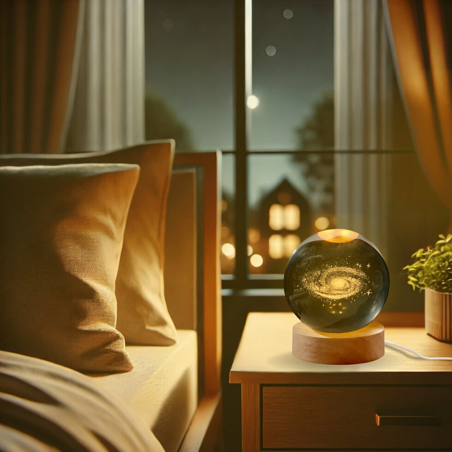 Nexify Fusion 3D Milky Way Crystal Ball Night Light Table Lamp