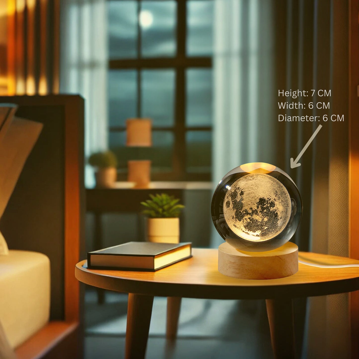 Nexify Fusion 3D Moon Crystal Ball Night Light Table Lamp