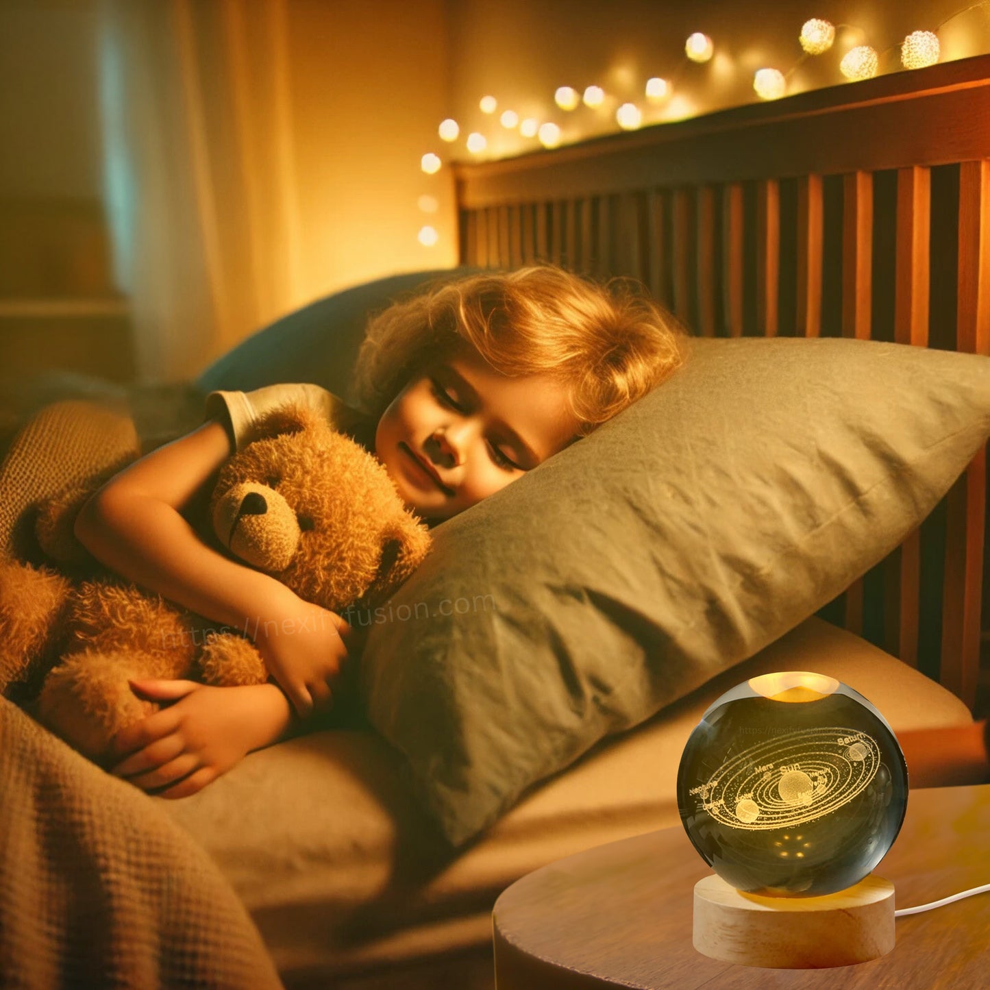 Nexify Fusion 3D Galaxy Crystal Ball Night Light Table Lamp