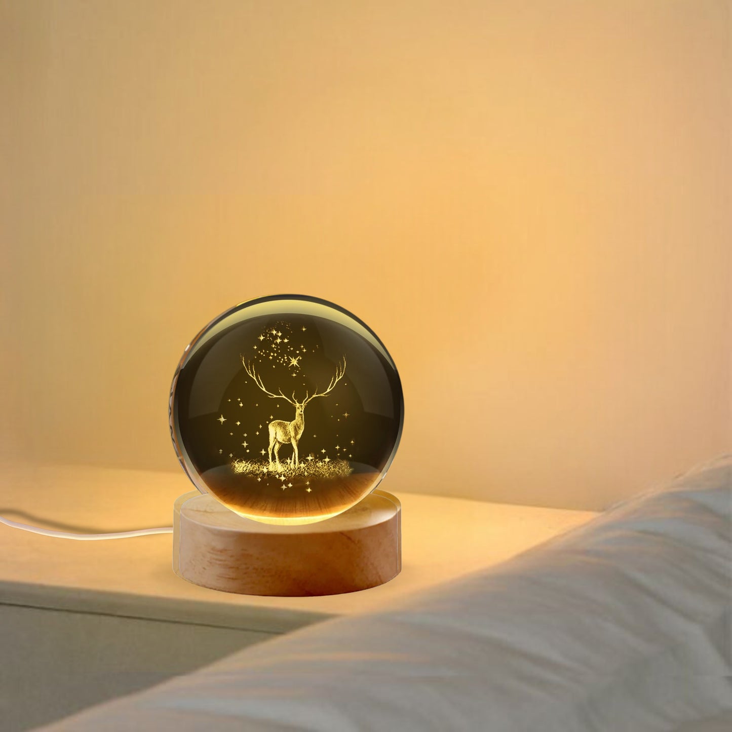Nexify Fusion 3D Deer Crystal Ball Night Light Table Lamp