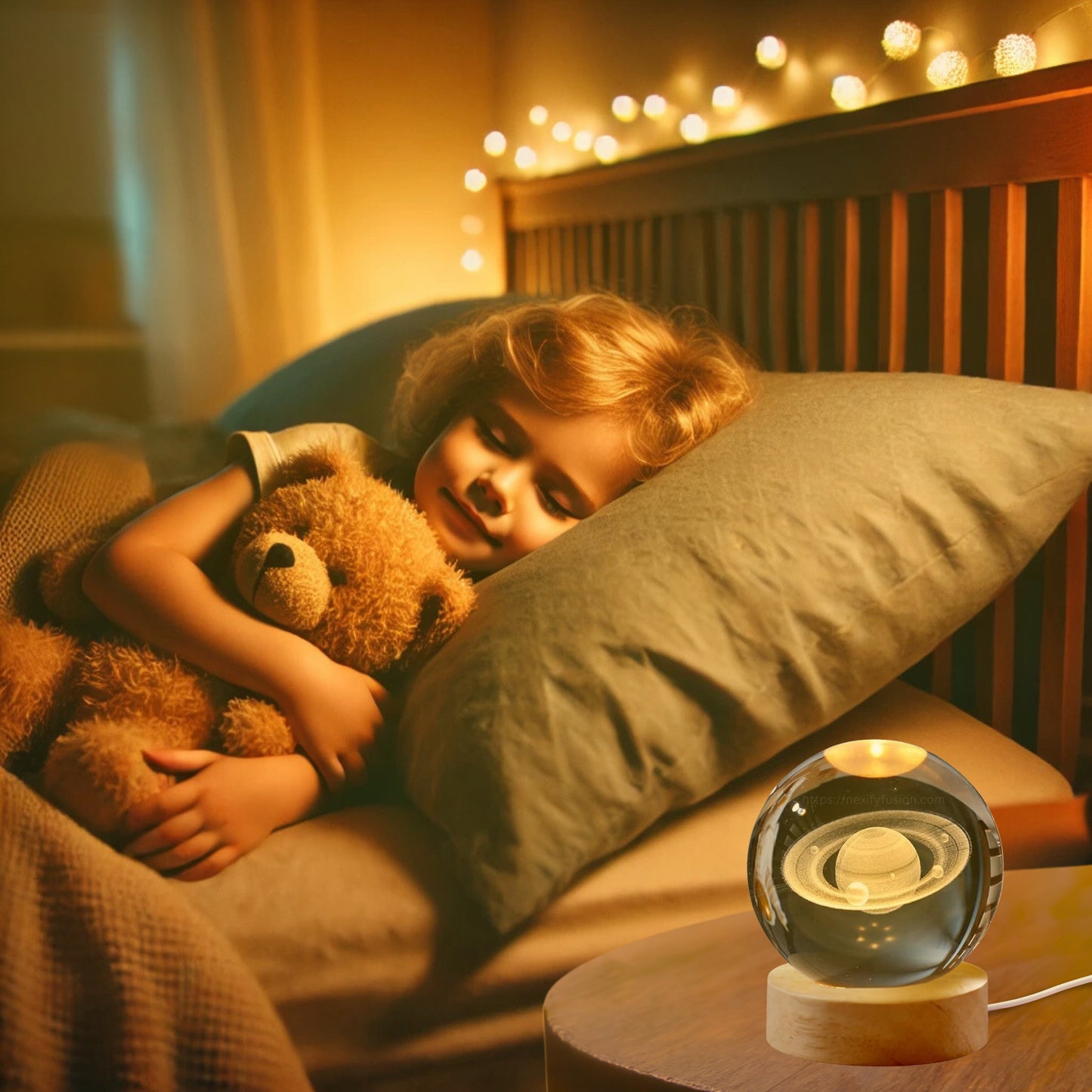 Nexify Fusion 3D Saturn Crystal Ball Night Light Table Lamp