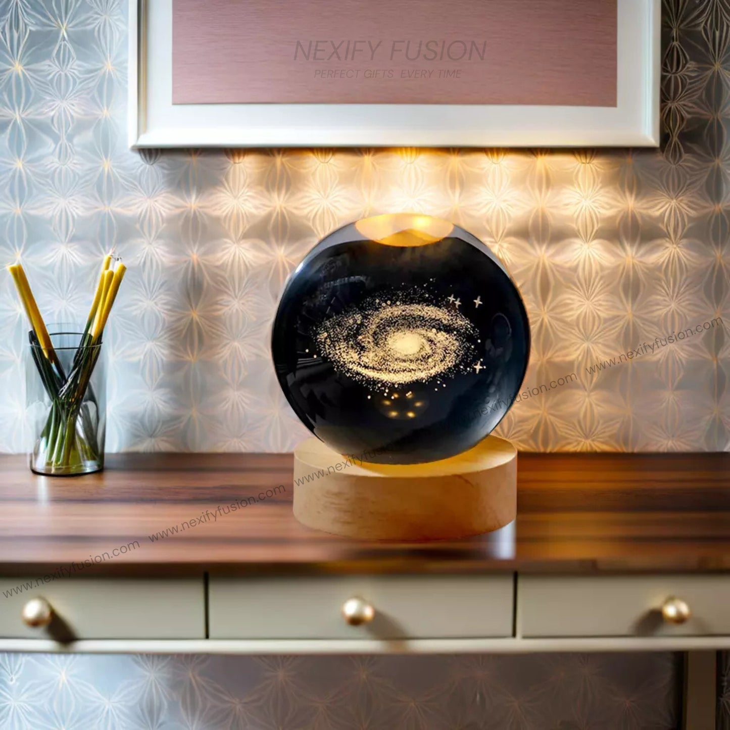 Nexify Fusion 3D Milky Way Crystal Ball Night Light Table Lamp