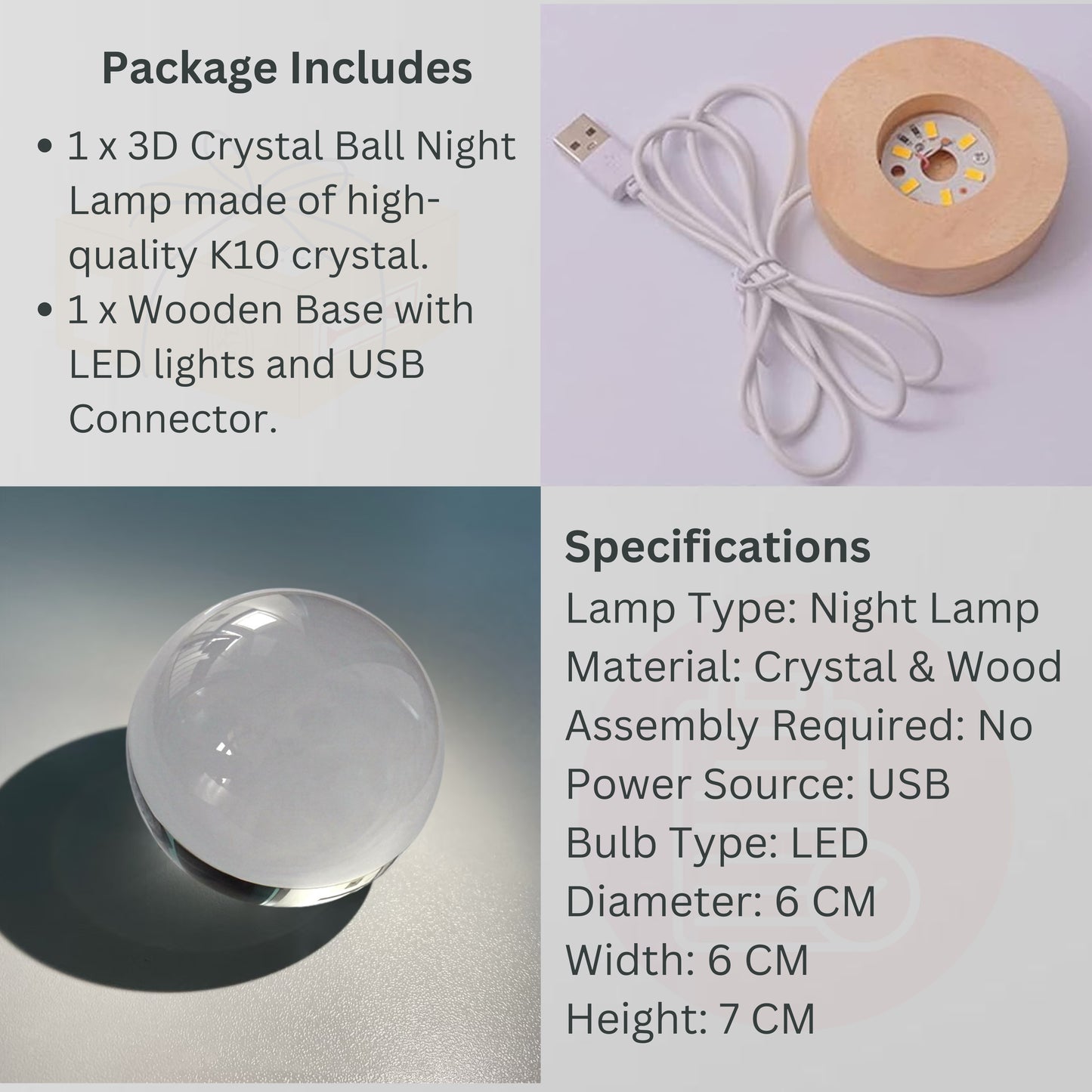 Nexify Fusion 3D Star Galaxy Crystal Ball Night Light Table Lamp