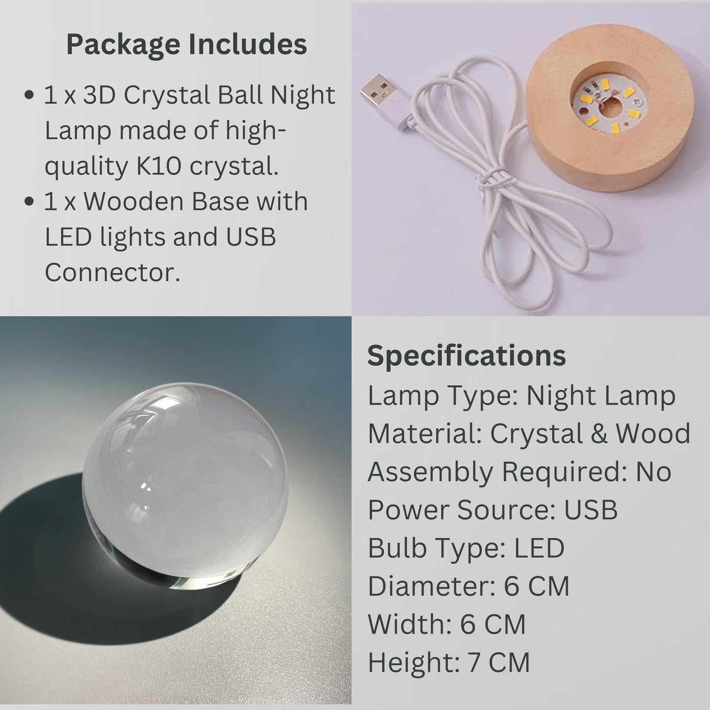 Nexify Fusion 3D Moon Crystal Ball Night Light Table Lamp