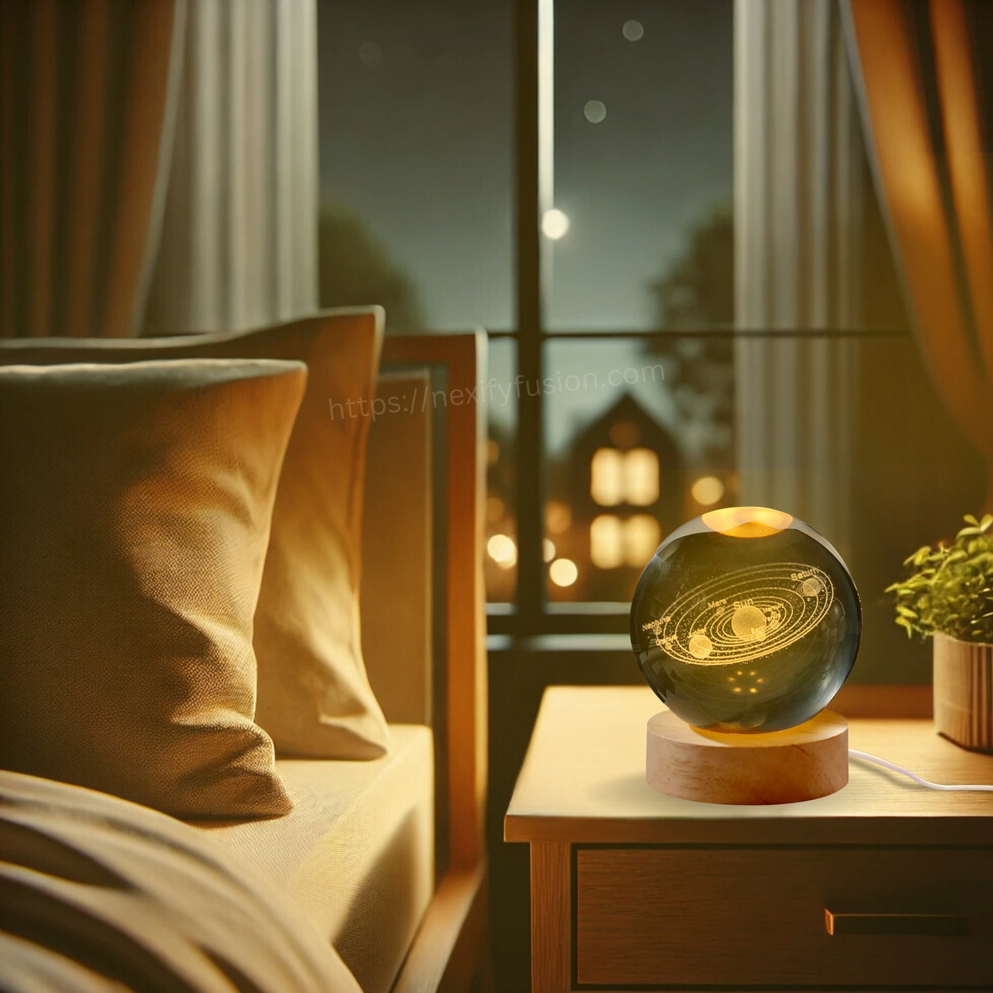 Nexify Fusion 3D Galaxy Crystal Ball Night Light Table Lamp