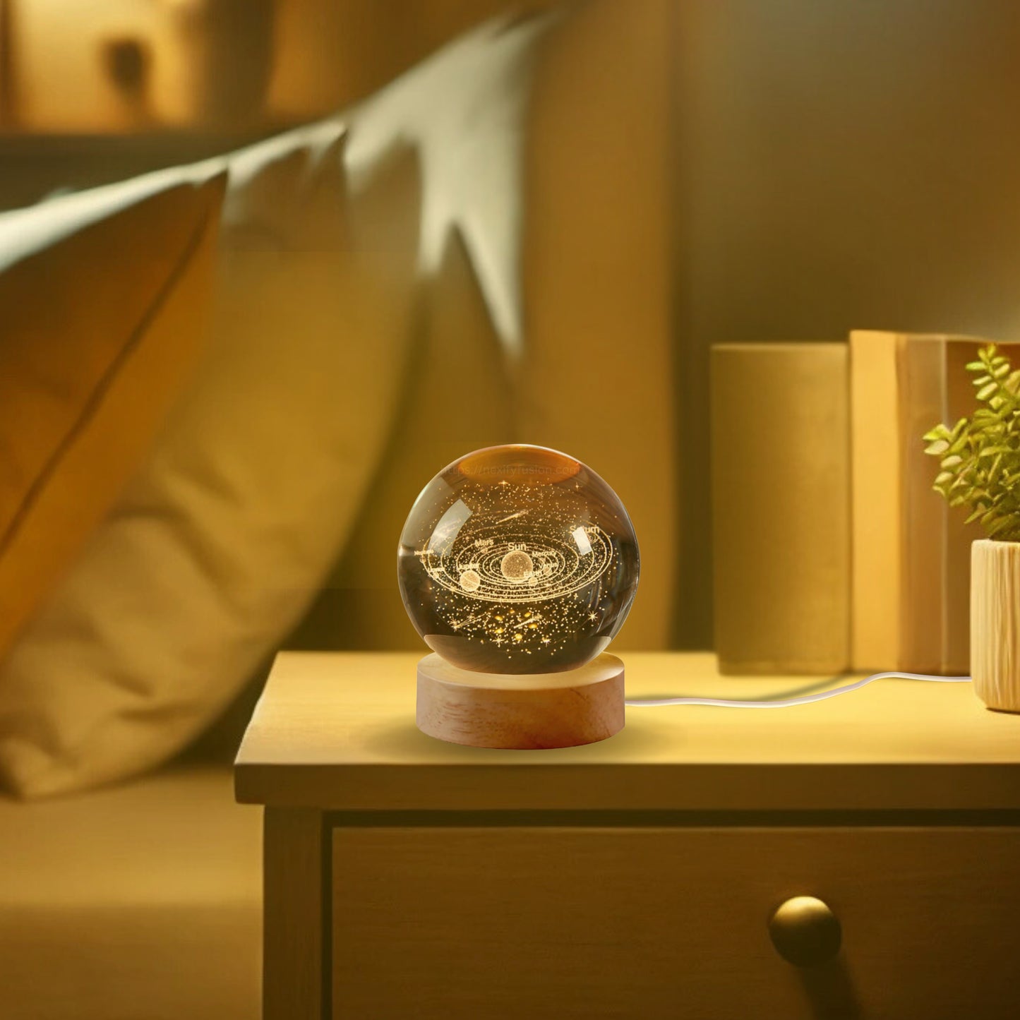 Nexify Fusion 3D Star Galaxy Crystal Ball Night Light Table Lamp