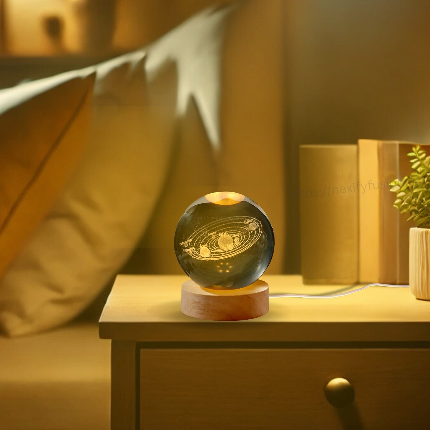 Nexify Fusion 3D Galaxy Crystal Ball Night Light Table Lamp