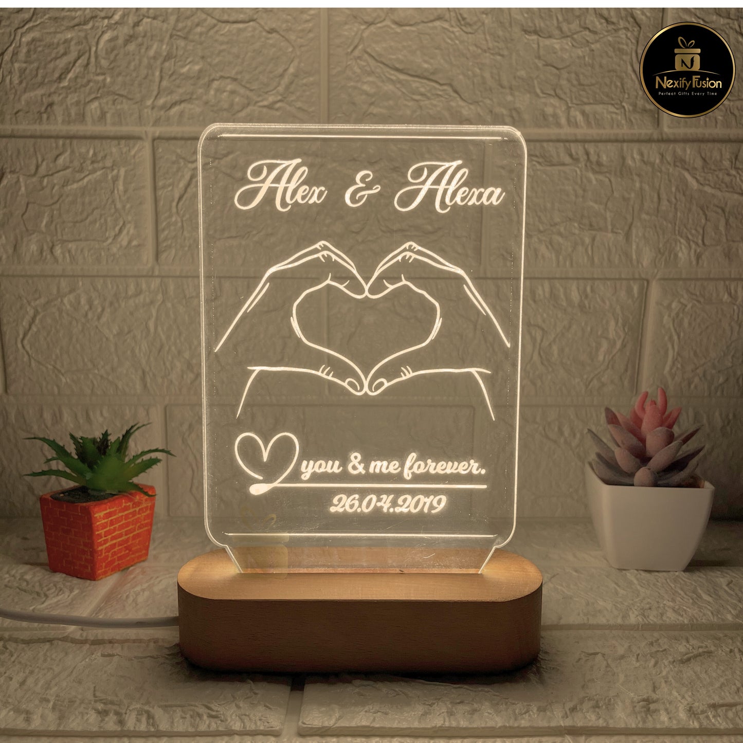Personalized 3D Instagram Heart Design Night Lamp with Couple Names & Date or Text Perfect Gift for Couples, Wedding, Anniversary, Birthday, Valentine’s Day & Home Decor (DNFIHE2)