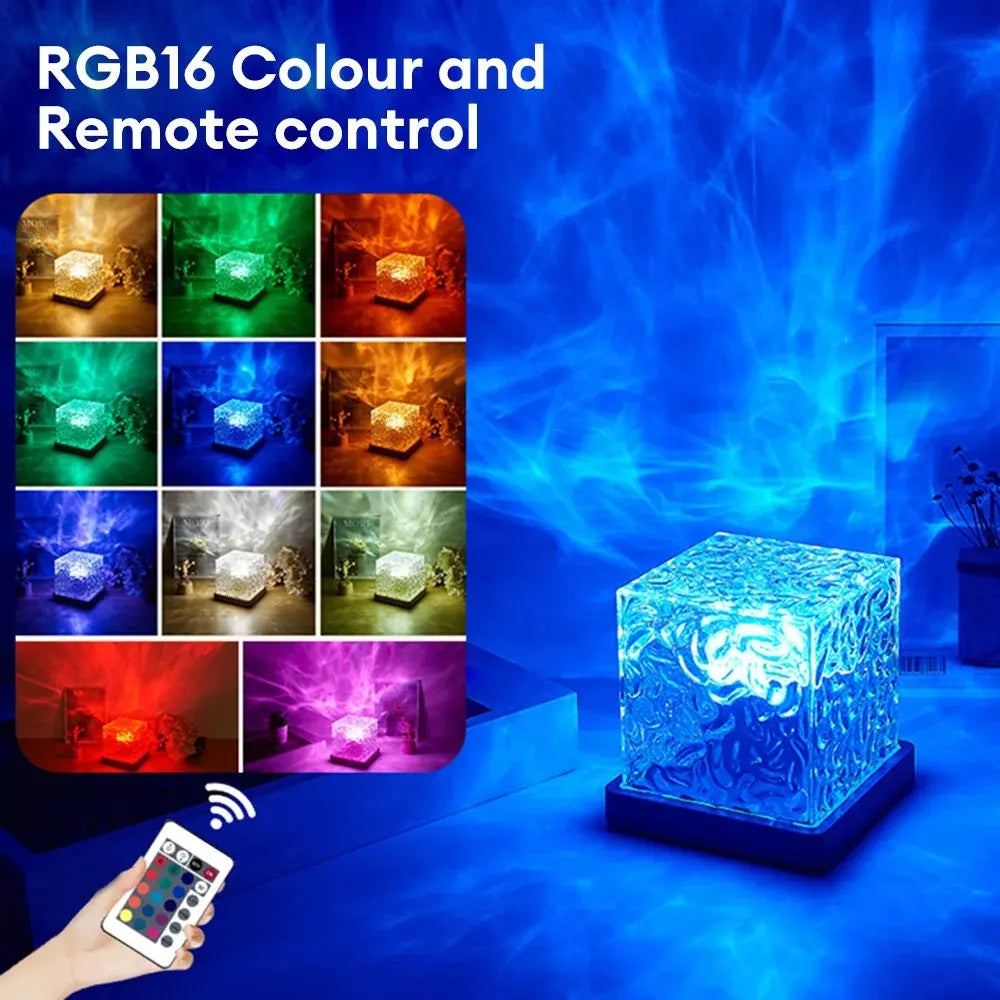 Projector Lights Ocean Wave, 3D Water Wave Effect LED Night Light, Crystal Table Lamp with Remote