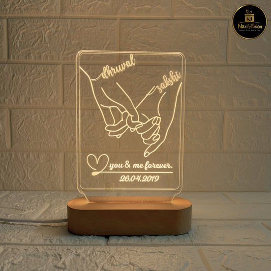 Personalized 3D Instagram Hand Design Night Lamp with Couple Names & Date or Text Perfect Gift for Couples, Wedding, Anniversary, Birthday, Valentine’s Day & Home Decor (DNFIHA3)