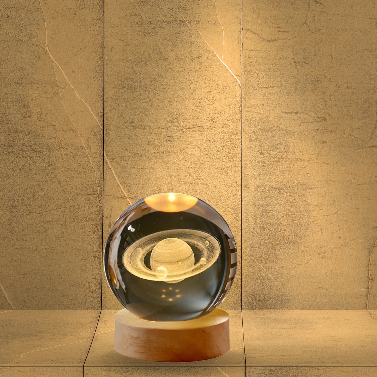 Nexify Fusion 3D Saturn Crystal Ball Night Light with Wooden Base, Unique Birthday Gift Ideas for Everyone: Perfect Picks for Teens, Family, and Kids' Rooms.