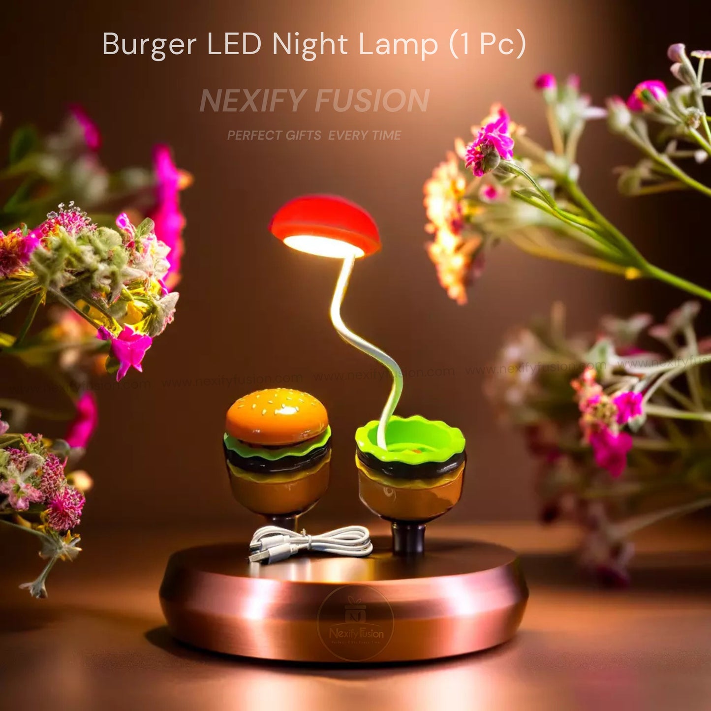 Nexify Fusion Burger Bliss: Perfect Gifts for Folding LED Night Lamp 1 Pc Burger Lovers of All Ages.