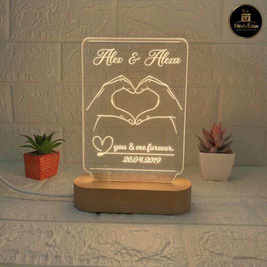 Personalized 3D Instagram Heart Design Night Lamp with Couple Names & Date or Text Perfect Gift for Couples, Wedding, Anniversary, Birthday, Valentine’s Day & Home Decor (DNFIHE2)