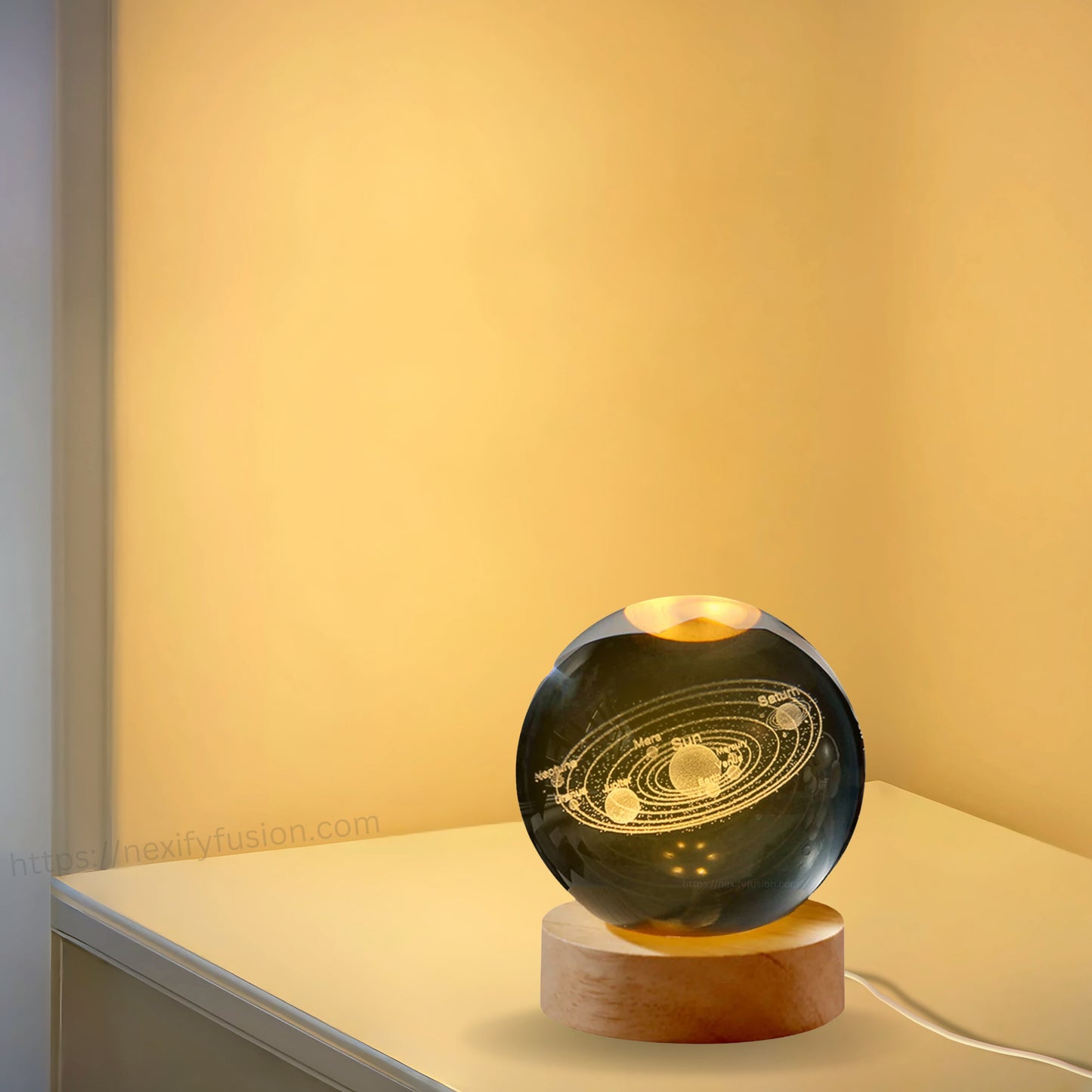 Nexify Fusion 3D Galaxy Crystal Ball Night Light with Wooden Base, Unique Birthday Gift Ideas for Everyone: Perfect Picks for Teens, Family, and Kids' Rooms.