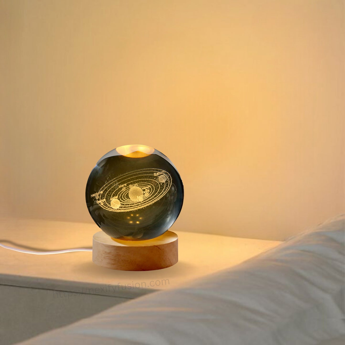 Nexify Fusion 3D Galaxy Crystal Ball Night Light with Wooden Base, Unique Birthday Gift Ideas for Everyone: Perfect Picks for Teens, Family, and Kids' Rooms.