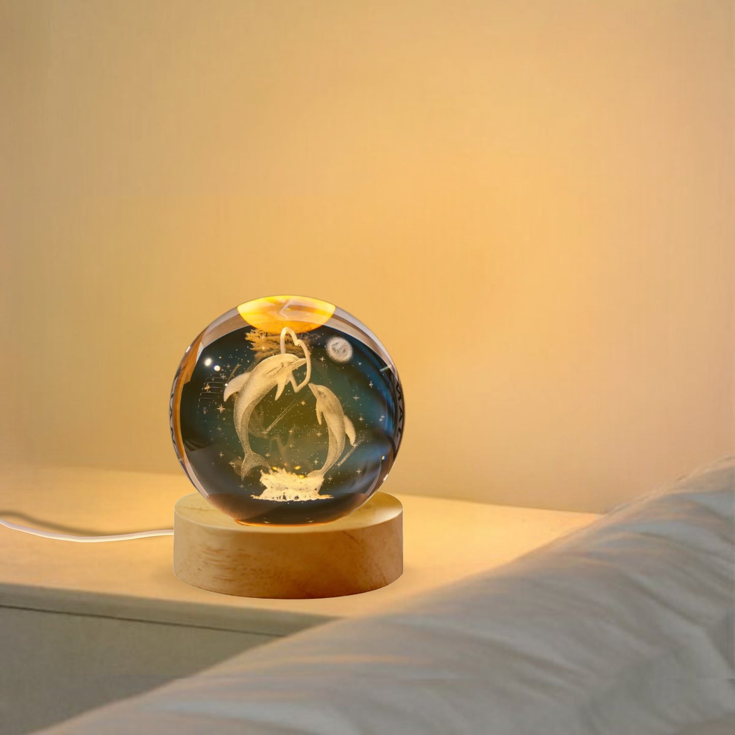 Nexify Fusion 3D Dolphin Crystal Ball Night Light Table Lamp