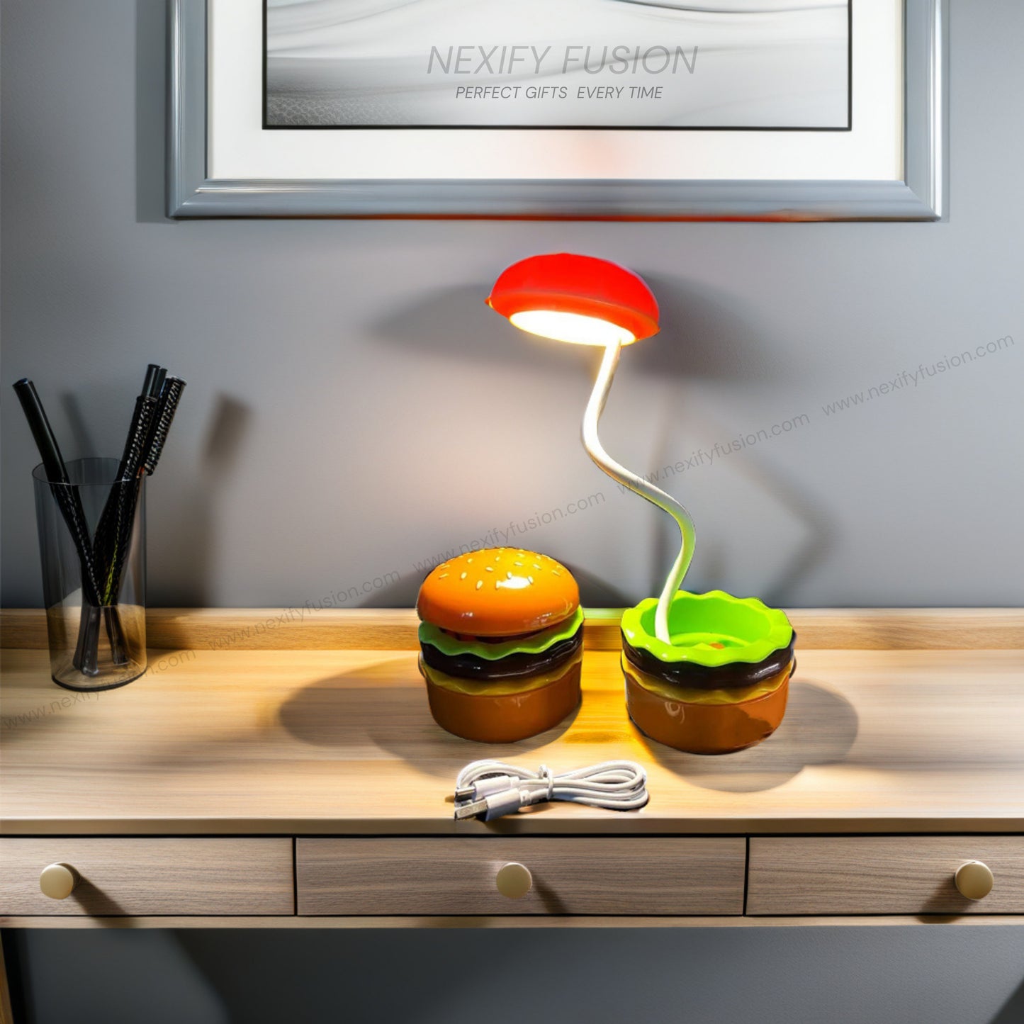 Nexify Fusion Burger Bliss: Perfect Gifts for Folding LED Night Lamp 1 Pc Burger Lovers of All Ages.