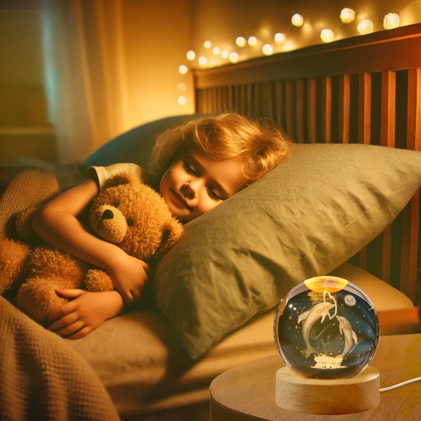 Nexify Fusion 3D Dolphin Crystal Ball Night Light Table Lamp