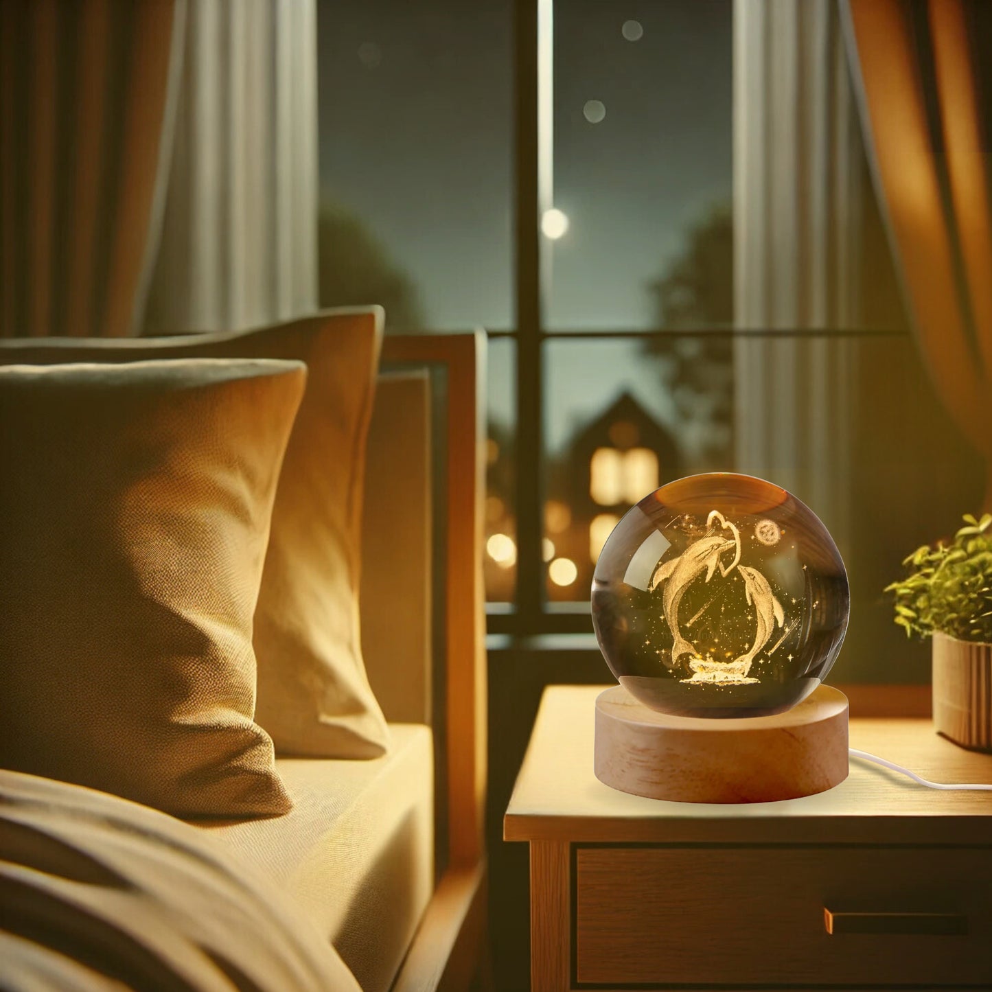 Nexify Fusion 3D Dolphin Crystal Ball Night Light Table Lamp